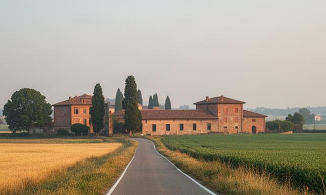 Strada del territorio di Codogno tra campi lombardi e cascine storiche